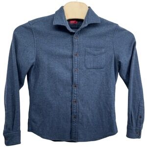 &SONS Garment Co Mens Blue Wool Blend Flannel Button Down Shirt Size Medium